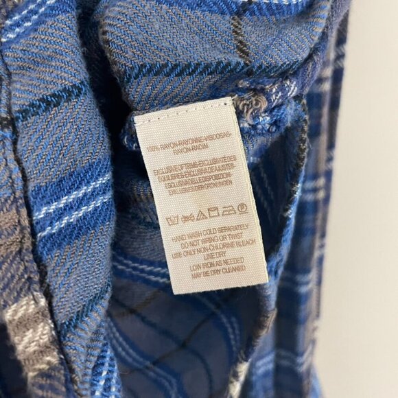 Free People Joplin Plaid Flannel Button Down Top in Blue Size XS - Picture 4 of 6